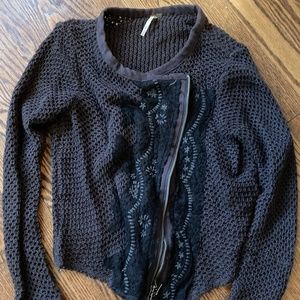 Free people knit floral sweater / blazer